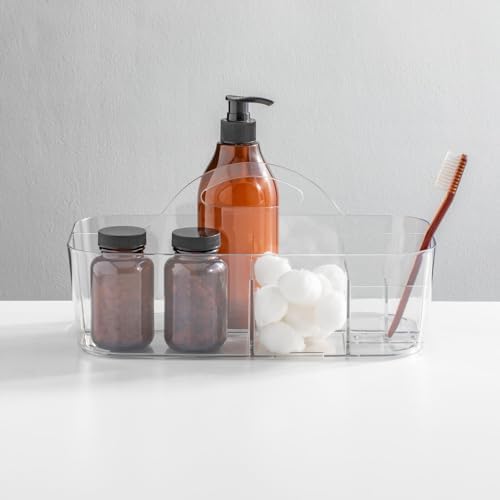 mDesign Clear Plastic Shower Organizer Basket with Handle