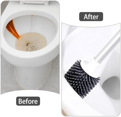2 Pack Toilet Brush Set with Silicone Cleaner and Holder