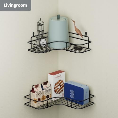 Kiemeu Corner Shower Caddy Shelf No Rust Black Organizer