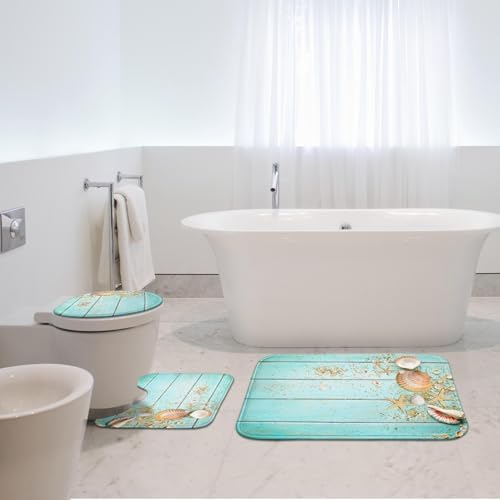 Britimes Beach Seashell Bath Rug Set of 3 1