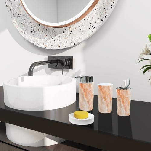 Boho Pastel Pink Bathroom Accessory Set 6 Piece 1