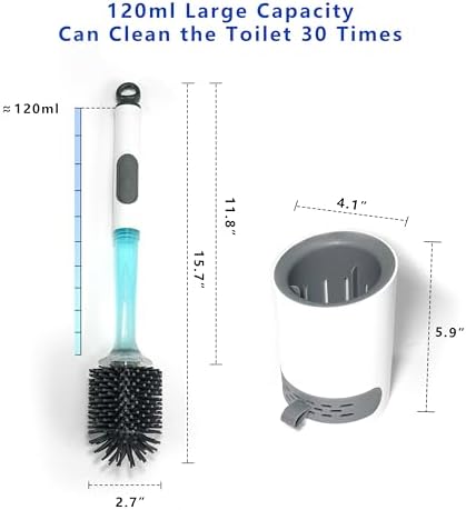 REDANT Silicone Toilet Brush and Holder Set - Drip Proof Grey