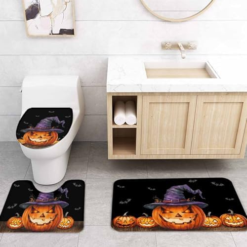 ZOE GARDEN Halloween Bathroom Set with Curtain Rug and Hooks