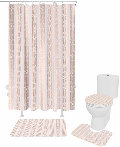 ZOE GARDEN Orange Boho Bathroom Set with Rug and Hooks