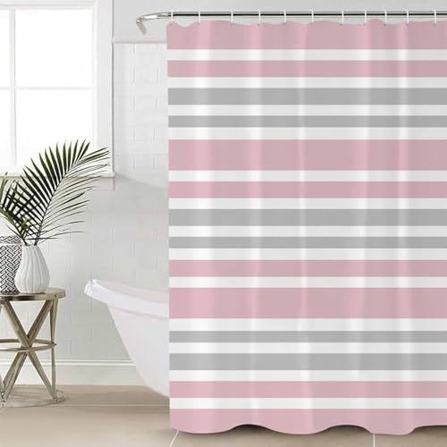 Pink Grey Bathroom Set with Curtain Rug and Accessories