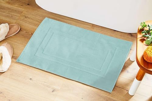 Feather Stitch 2 Piece Bath Mats Sea Foam 30x21 Inch