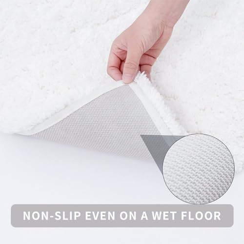 Disolla White Toilet Rug 22x24 Non Slip Shaggy