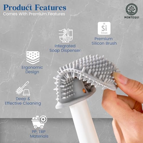 Montequi Toilet Brush with Silicone Dispenser Set