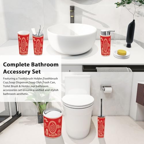 Boho Indian Bathroom Accessory Set 6 Piece
