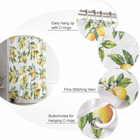 Yellow Lemon Bathroom Set with Curtain Rug and Accessories