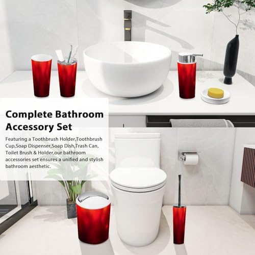 TRANQDEHOM 6-Piece Boho Abstract Red Bathroom Accessory Set