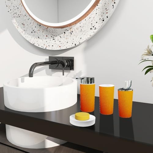 Boho 6-Piece Bathroom Accessory Set in Yellow Orange Brown