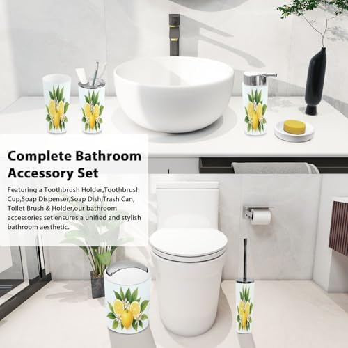 Boho Yellow Bathroom Accessory Set 6 Piece 1
