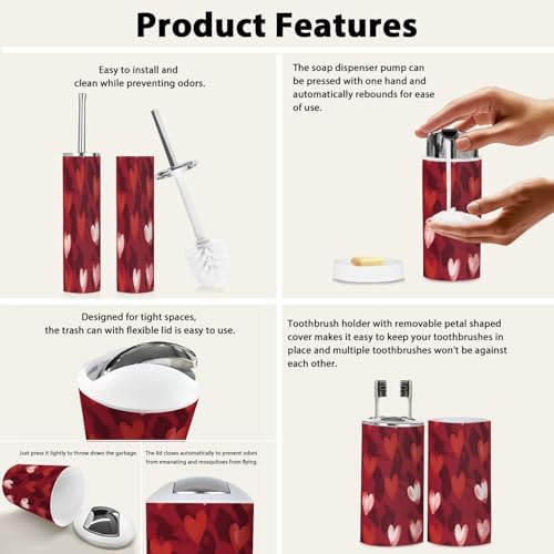 Boho Valentine Bathroom Accessory Set 6 Piece