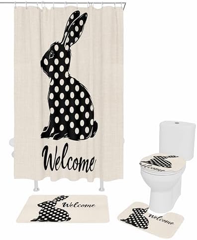 ZOE GARDEN Easter Bathroom Set with 72x72 Shower Curtain and Mat