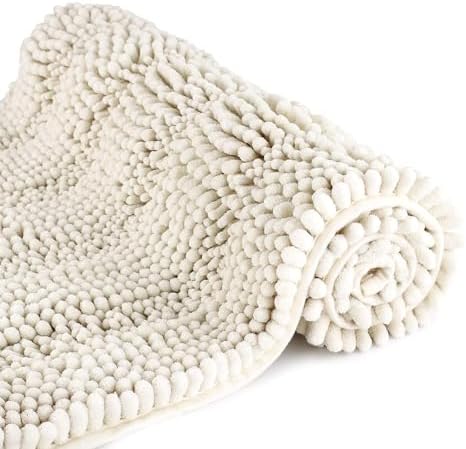TENGTENGLINK Ivory White Bath Mat 16x24 Inch