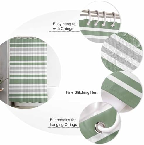 ZOE GARDEN Sage Green Bathroom Set with Curtain Rug and Accessories 1