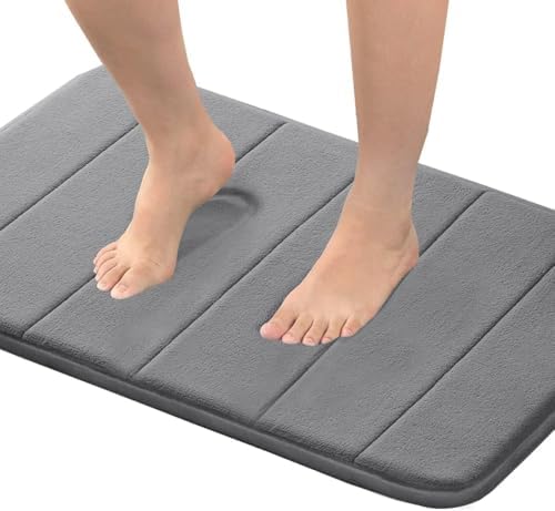 Flamingo P Non Slip Memory Foam Bath Mat Grey 1