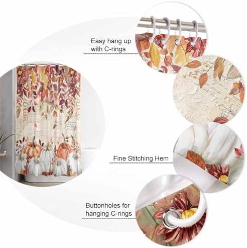 Thanksgiving Fall Bathroom Set with Shower Curtain Rug and Accessories