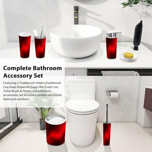 Boho Dark Red Bathroom Accessory Set 6 Piece