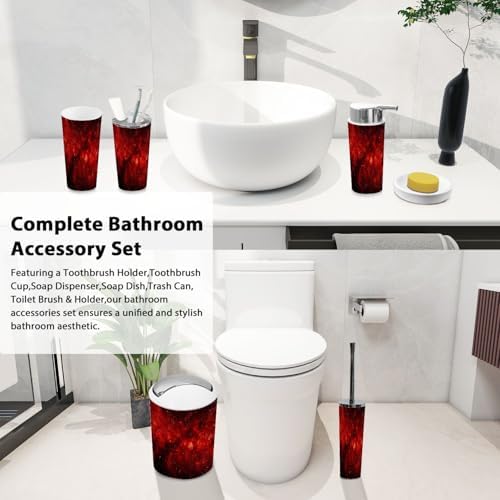 Boho Dark Red Bathroom Accessory Set 6 Piece 1