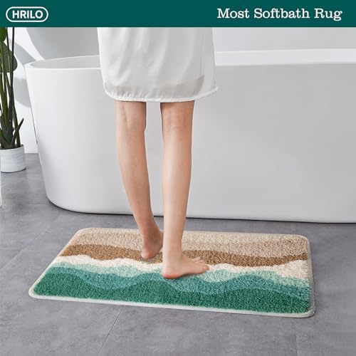 HRILO Microfiber Bath Rug Non-Slip Plush 315 X 197 Inches Green