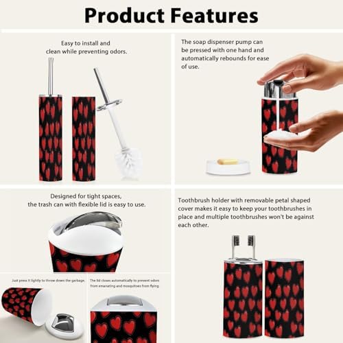 Boho Bathroom Accessory Set 6 Piece Modern Design