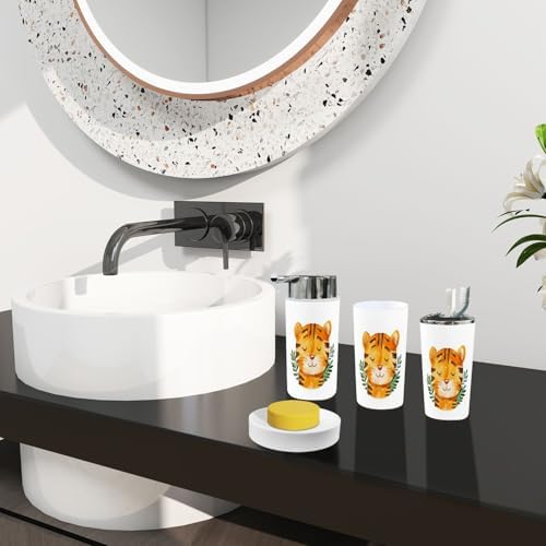 Boho Tiger Bathroom Accessory Set of 6