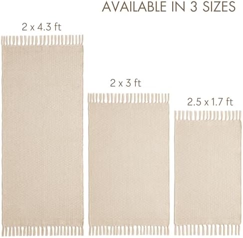 KIBAGA Boho Bathroom Rug - Soft 20x30 Inch Beige Cotton Mat with Tassels