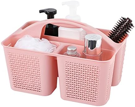 UUJOLY Plastic Shower Caddy Basket with Handle Pink