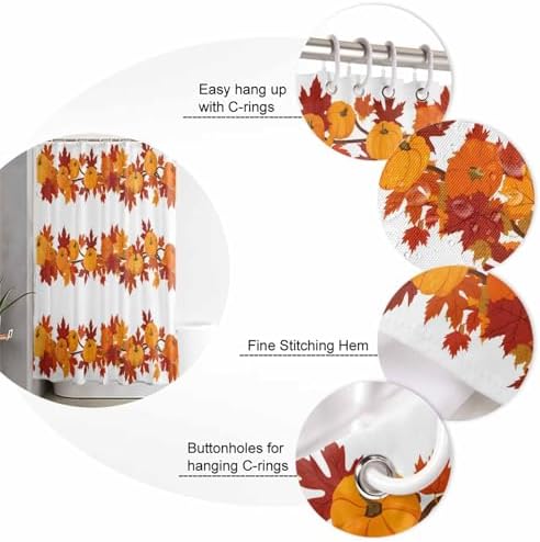 Thanksgiving Bathroom Set with Shower Curtain Rug and Hooks
