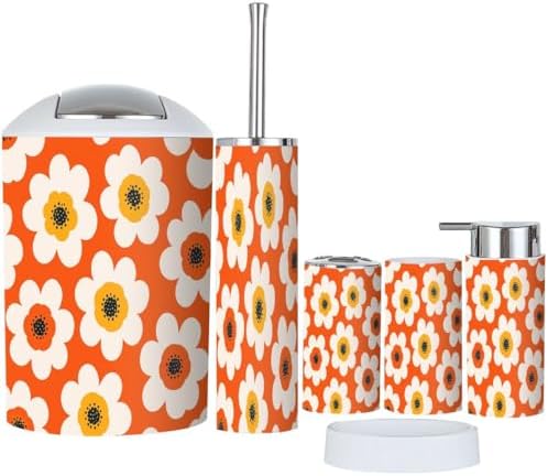 Boho Floral Bathroom Accessories Set 6 Piece