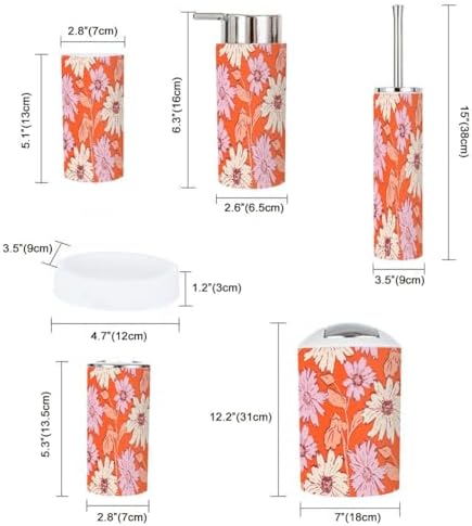 Boho Floral Bathroom Accessory Set 6 Piece