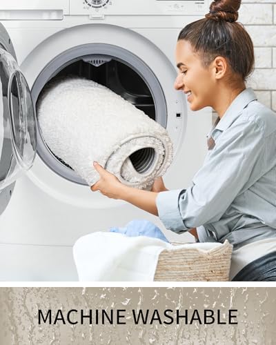 White 17x24 Fluffy Non-Slip Bath Rug