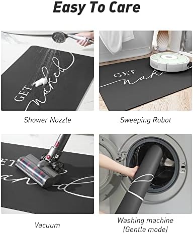 Tchdio Bath Mat - Quick Dry Non Slip Ultra Thin 17x24 Black