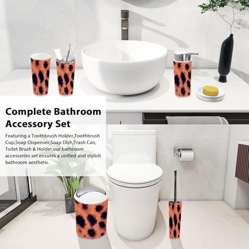 Boho Caramel Giraffe Farm Animal Bathroom Accessories Set