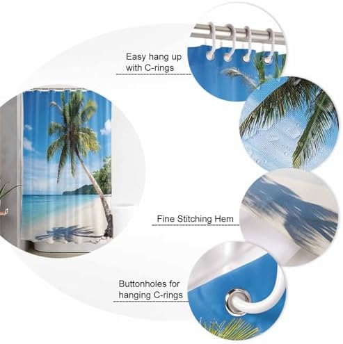 Ocean Beach Bathroom Set with Curtain Rug and Accessories