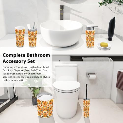 Boho Retro Bathroom Accessory Set 6 Piece