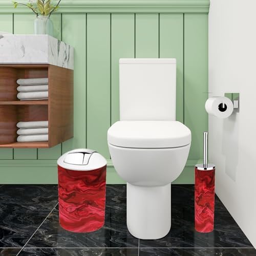 Boho Red Marble Texture Bathroom Accessories Set 6 Piece