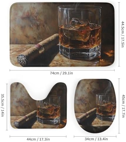 HDESDIS 4Pcs Cigar Oil Painting Shower Curtain Set