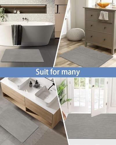 Mecko Light Grey Bath Mat Rug 16x24 Non-Slip Quick Dry Absorbent