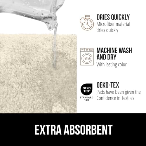 Gorilla Grip Premium Luxury Bath Rug Ivory 36x24