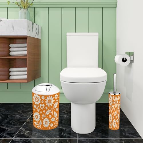 Boho Bathroom Accessory Set 6 Piece Orange