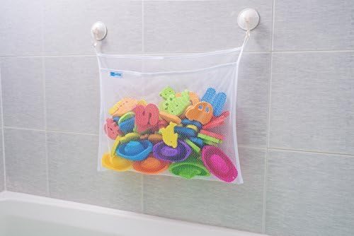 Bath Toy Organizer 18x14 Mesh Bag with 4 Suction Cups