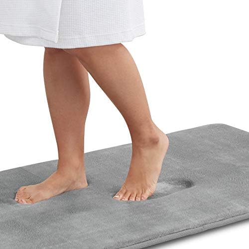 Genteele Bath Mats Non Slip Grey 17x24 Memory Foam Rugs