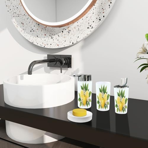 Boho Yellow Bathroom Accessory Set 6 Piece 1