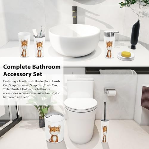 Boho Cute Tiger Bathroom Accessory Set 6 Piece 1