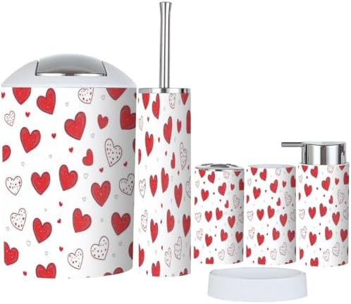 Boho Bathroom Accessory Set 6 Piece Day Red 1