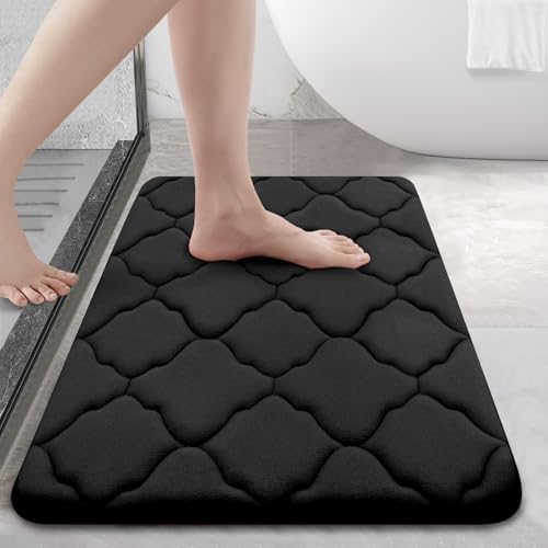 OLANLY Memory Foam Bath Mat 24x16 Black