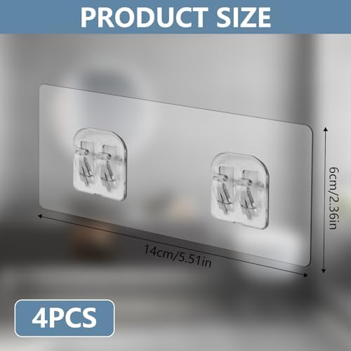 4 Pack Adhesive Hooks for Shower Caddy No Drilling